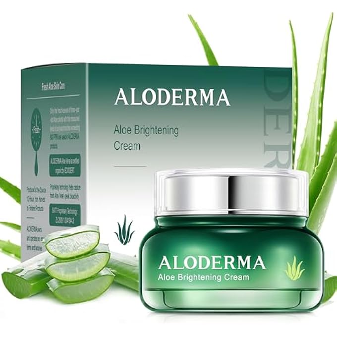 Aloderma BRIGHTENING FACIAL CREAM - MADE WITH 69% ORGANIC ALOE VERA - NATURAL SKIN BRIGHTENING SQUALANE & NIACINAMIDE FOR FLAWLESS COMPLEXION, 1.7OZ - Image 1